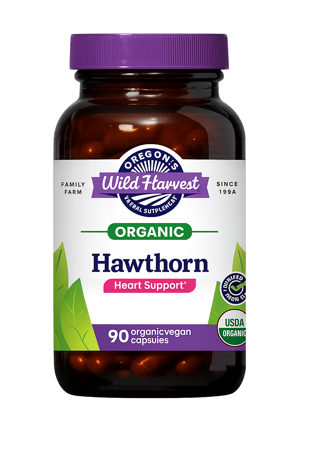Oregon's Wild Harvest Organic Hawthorn 90ct Capsules bottle